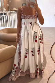 High Waist Floral Tank Swing Boho Dress