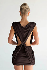 Twist Plunging Bodycon Mini Dress