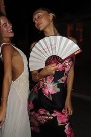 V-Neck Sleeveless Fitted Printed Maxi Maxi Dress
