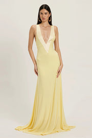 Deep V Satin Backless Maxi Dress