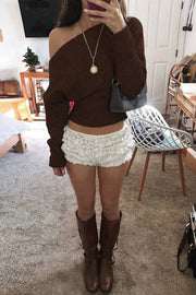 Off Shoulder Cropped Sweater