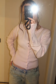 Ribbed Round Neck Fitted Waist Cardigan