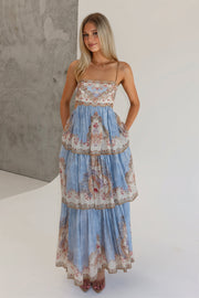 Embroidered Tiered Backless Maxi Dress