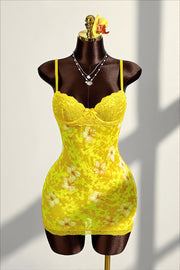 Vintage Floral Lace Cami Ruched Backless Mini Dress