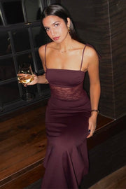 Lace Panel Spaghetti Strap Maxi Dress