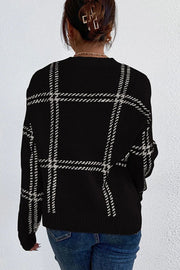 Plaid Crew Neck Relaxed Sweater