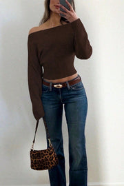 Off Shoulder Cropped Sweater