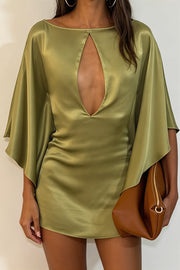Satin Hollow Ruffle Bodycon Mini Dress