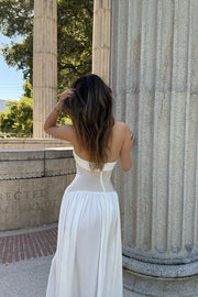 Halter Sheer Panel Flowy Maxi Dress