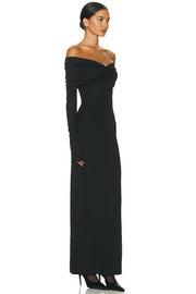 Long-Sleeve Solid Maxi Dress