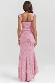 Floral Lace Bandeau Bodycon Maxi Dress