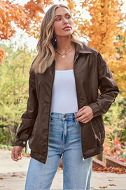 Elastic-Hem Faux-Leather Moto Jacket