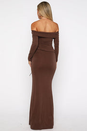 Off Shoulder Tie Front Top and Maxi Skirt Set