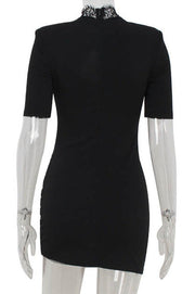 Hot Lace Hollow Splice Bodycon Mini Dress