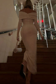 Long-Sleeve Solid Maxi Dress