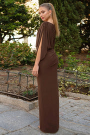 Asymmetric One Shoulder Ruched Maxi Dress