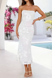 3D Floral Strapless Bodycon Maxi Dress