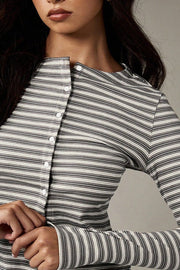 Stripe Button Cord Easy Two Piece Set