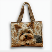 Adorable Yorkie Winter Charm | Handmade Quilted Tote