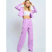Spring Slim Wide Leg Pants Office Two Piece Set