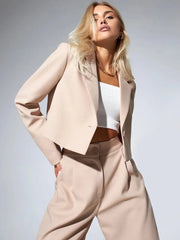 Spring Slim Wide Leg Pants Office Two Piece Set