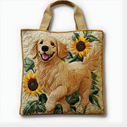 Golden Retriever Sunflower Joy | Handmade Quilted Tote