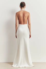 Plunging Knot Detail Gown with Fringing
