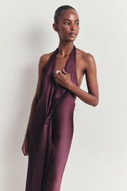 Plunging Knot Detail Gown with Fringing