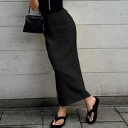 Knit Back-Slit Maxi Pencil Skirt
