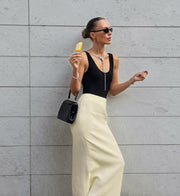 Knit Back-Slit Maxi Pencil Skirt