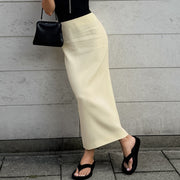 Knit Back-Slit Maxi Pencil Skirt