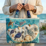 Sea Turtle Beach Scene | Handmade Quilted Tote