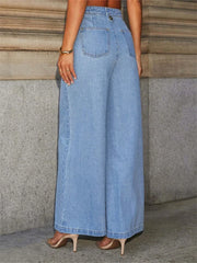 Streetwear Denim Wide Leg Office Two Piece Set