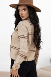 Plaid Crew Neck Relaxed Sweater