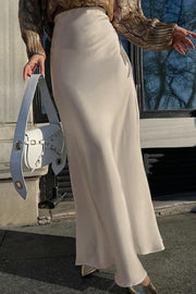 Satin Fishtail Casual Maxi Skirt