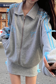 Bow Splice Sweatshirt Zip-Up Jacket