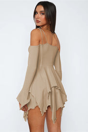 Asym Tie Front Long Sleeve Mini Dress