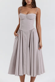 Solid Corset Cami A-Line Maxi Dress