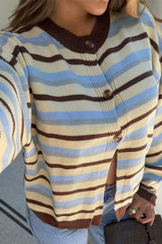 Multicolor Stripe Contrast Cardigan