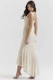 Floral Lace Bandeau Bodycon Maxi Dress