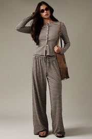Stripe Button Cord Easy Two Piece Set