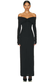 Long-Sleeve Solid Maxi Dress