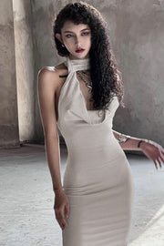 Halter Fitted Maxi Maxi Dress