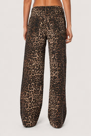 Leopard Print Straight Leg Jeans