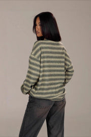 Heather Stripe Crew Neck Sweater