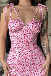 Floral Tie Strap Bodycon Maxi Dress
