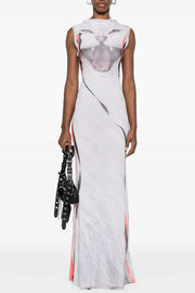 Sleeveless Fitted Printed Bodycon Dress