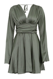 Elegant Satin Ruffle Romantic Mini Dress