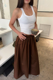 Elastic-Waist Full Maxi Skirt