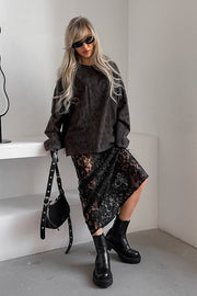 Sheer Black Lace Maxi Skirt